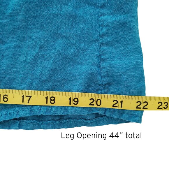 Made In Italy 100% Linen Super Wide Leg Ankle Palazzo Pants Turquoise Blue Sz M - Picture 11 of 15